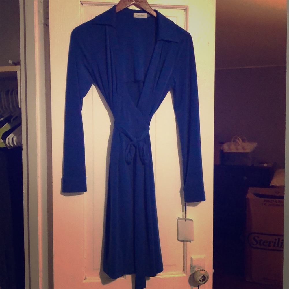 Blue wrap dress